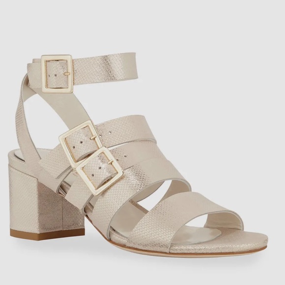 Bettye Muller Shoes - BETTYE MULLER GOLD METALLIC ANKLE STRAP‎ SANDALS 38